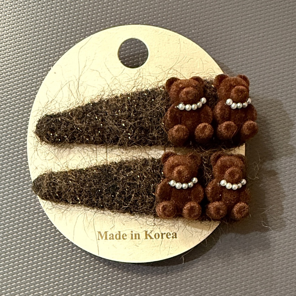 Brown Teddy Bear Hair Clips